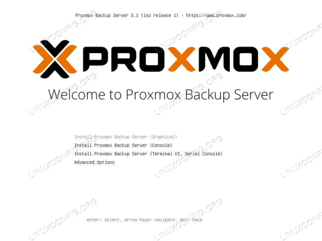 the proxmox backup server installer