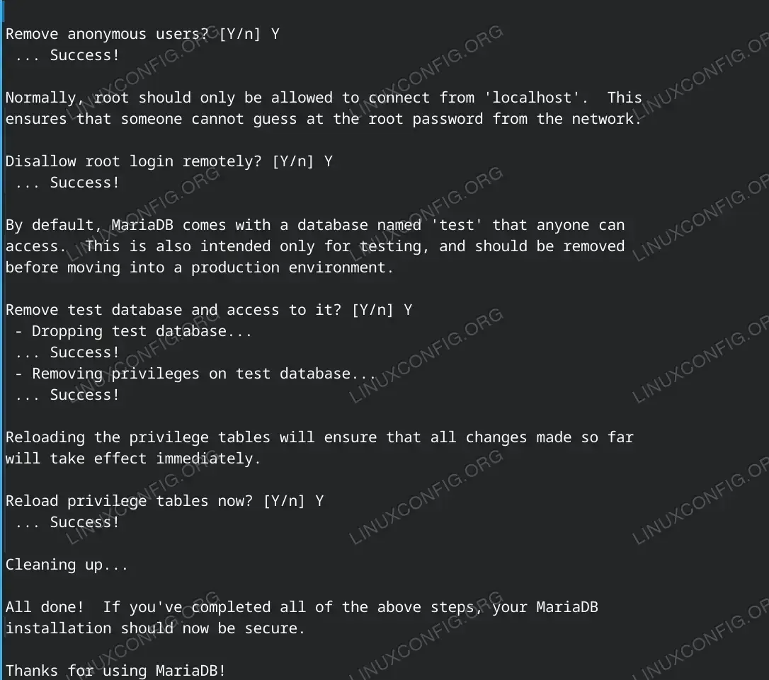 Secured Mariadb the Installation