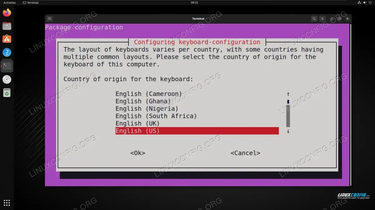 Choosing keyboard language