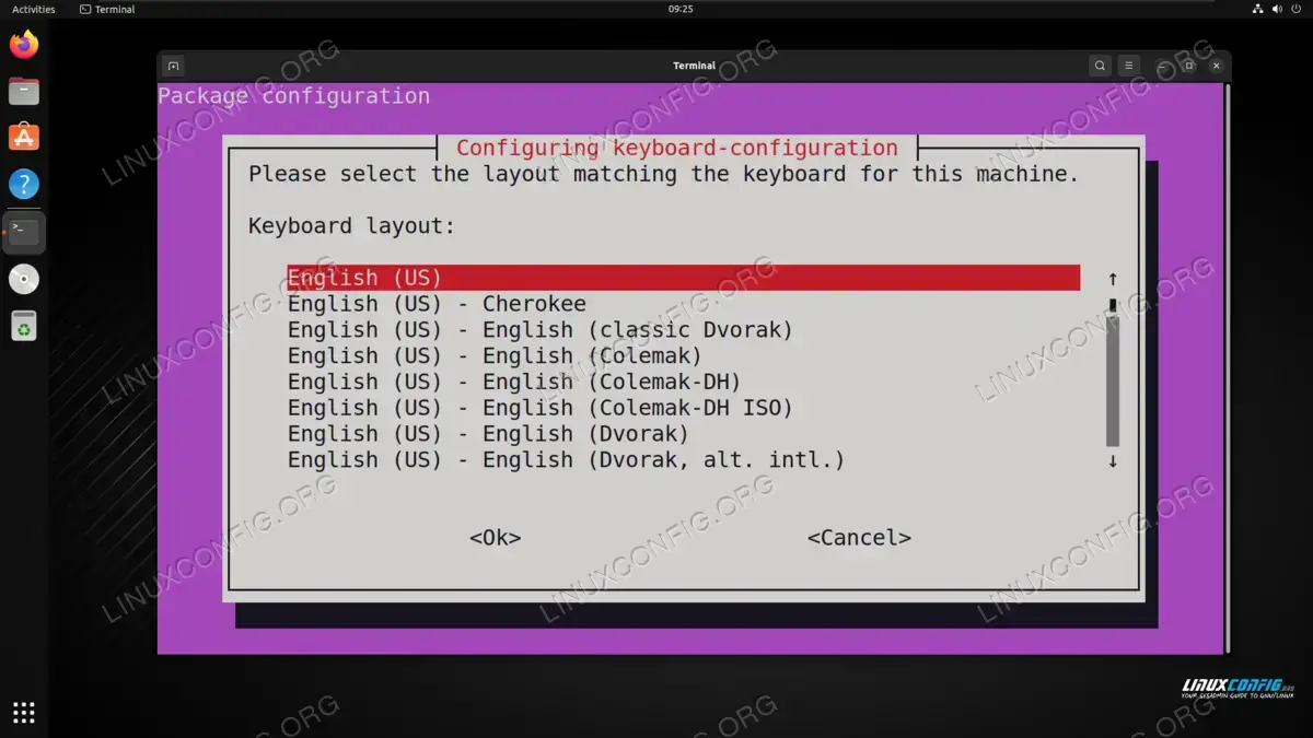 Selecting keyboard layout