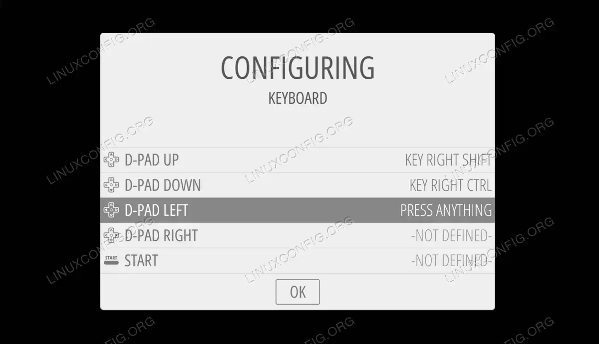 Going through game pad configuration prompts for Retro Pie
