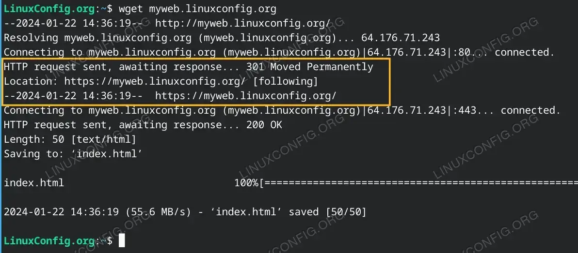 Test your website with wget command for more verbose output