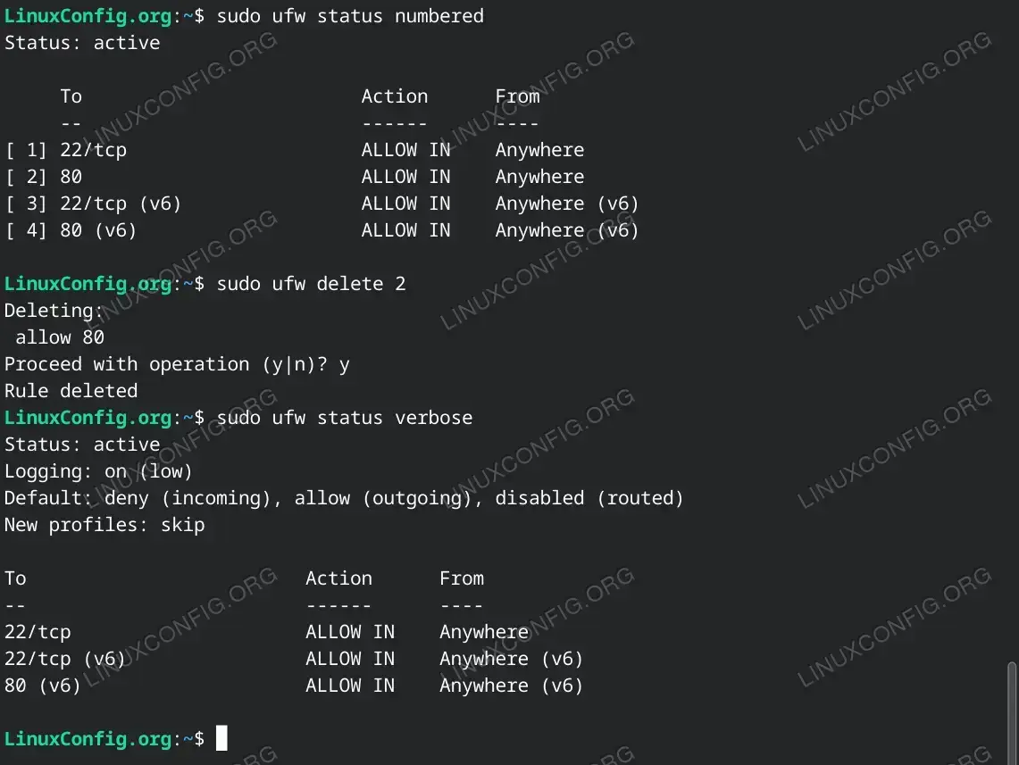 Removing a Specific UFW Rule