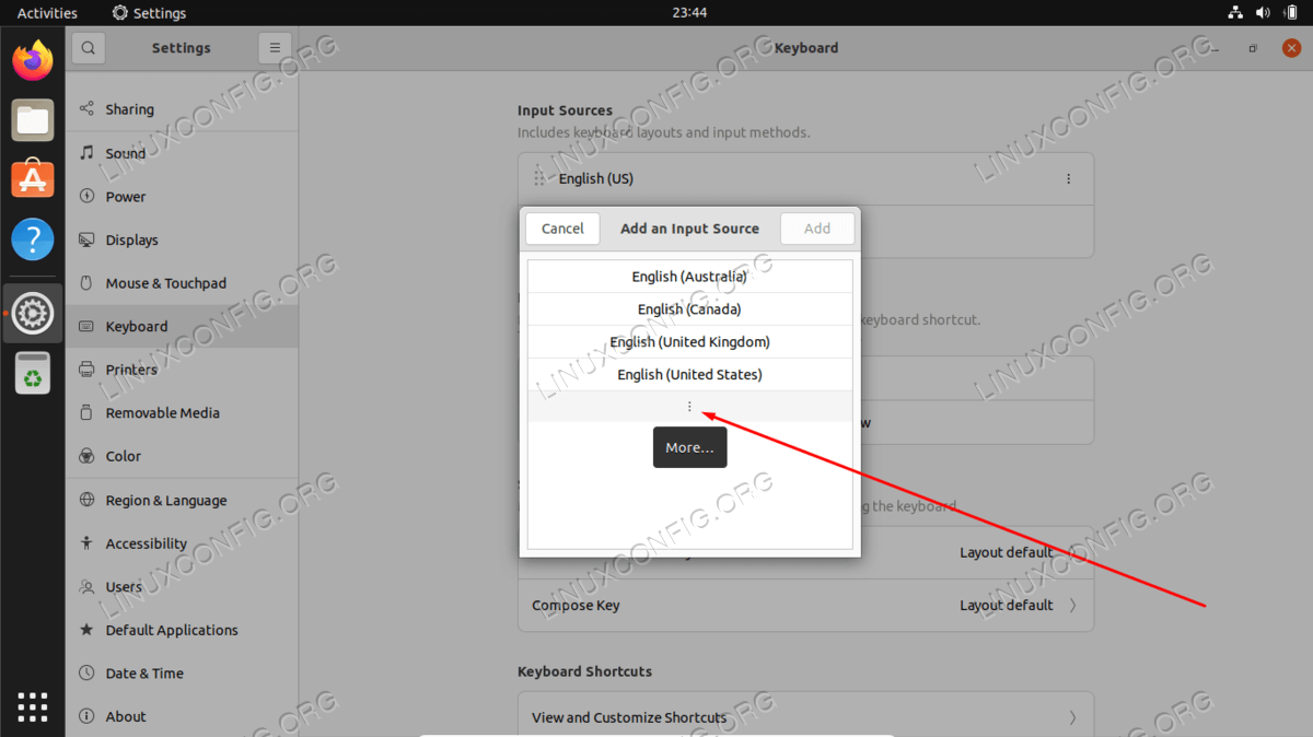 Click the three dots to find more languages
