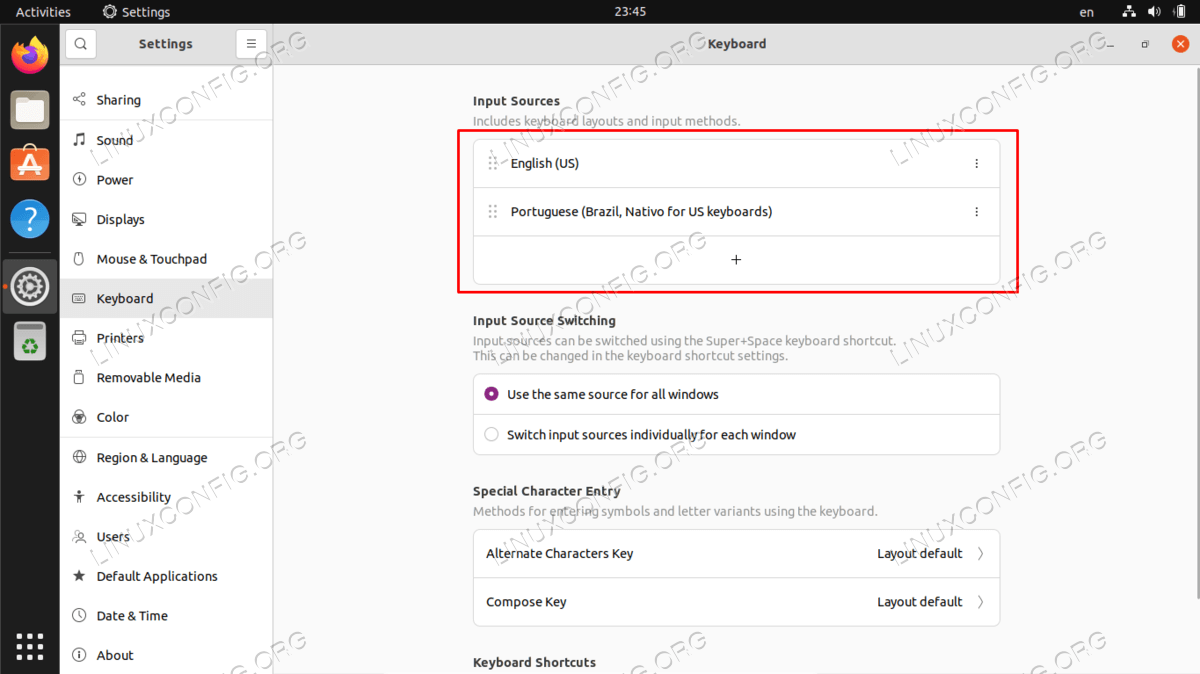 List of installed keyboard layouts