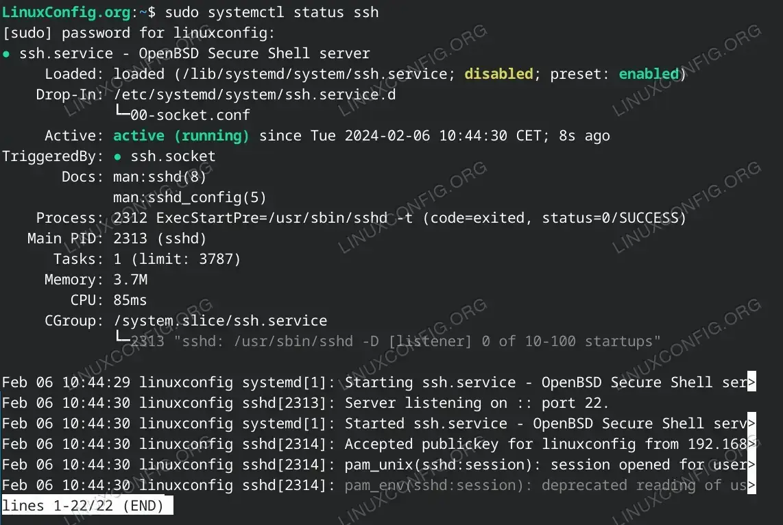 Verify SSH Service Status