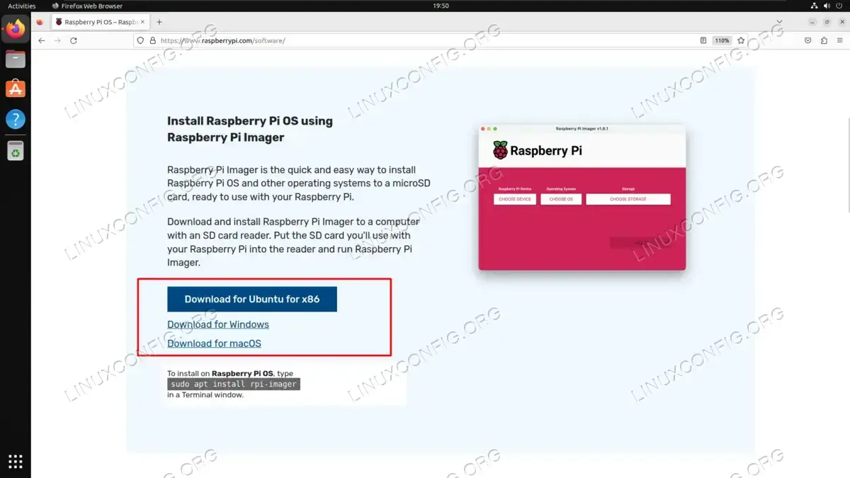 Downloading the Raspberry Pi OS imaging tool