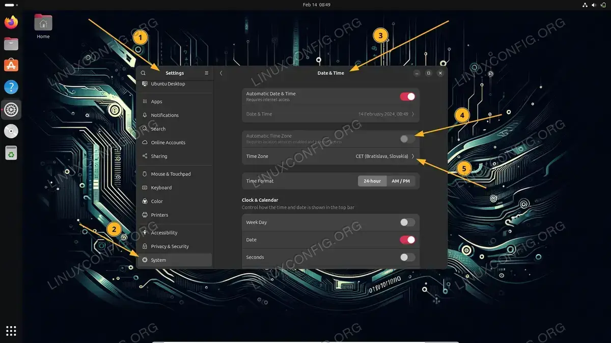 Changing Timezone via GUI