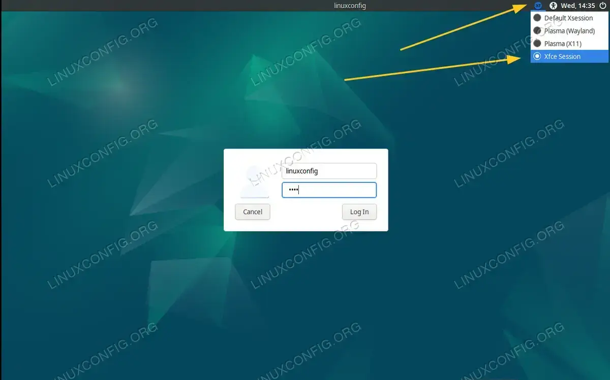 Select XFCE as Default Desktop on Login Screen