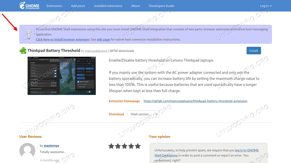 thinkpad battery threshold extension page