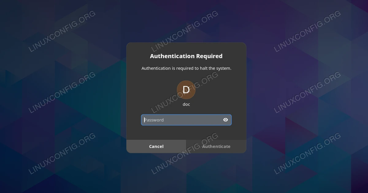 The authentication prompt