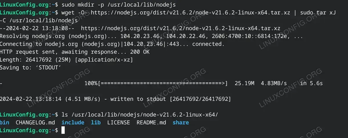 Download and extract Node.js
