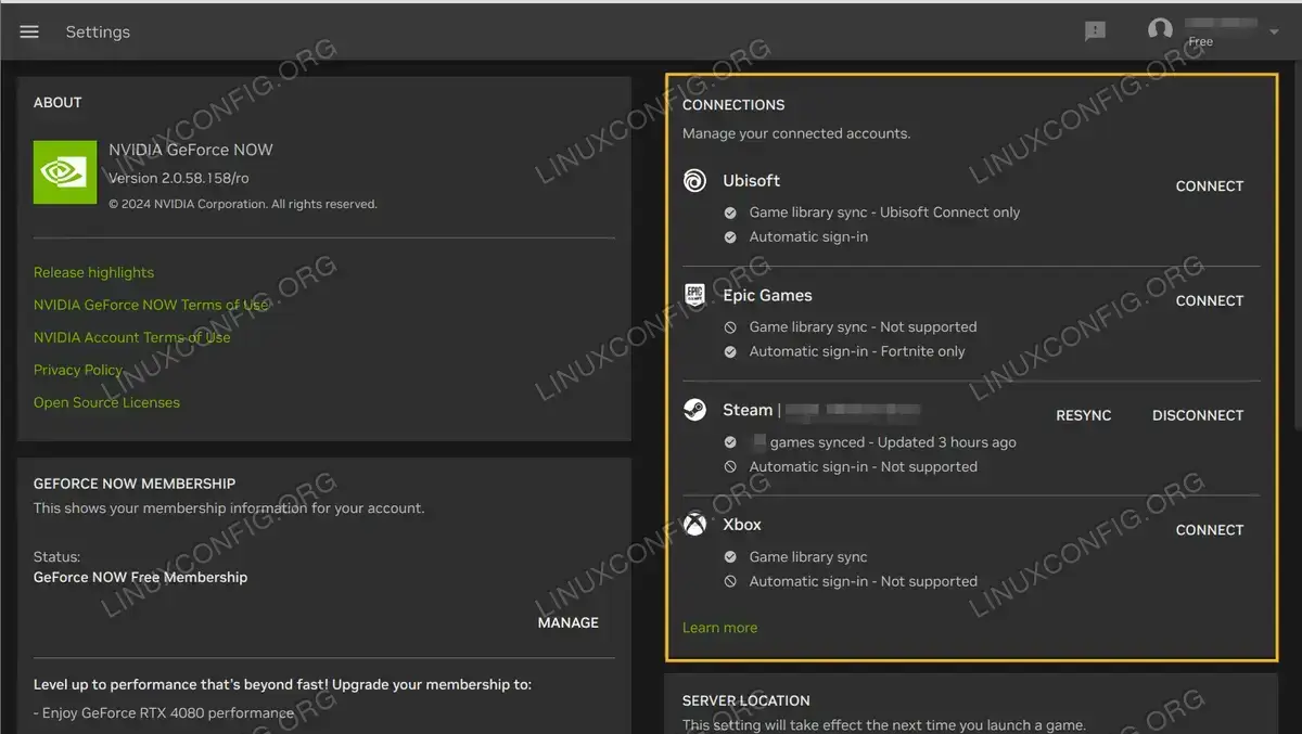 Connect your games provider