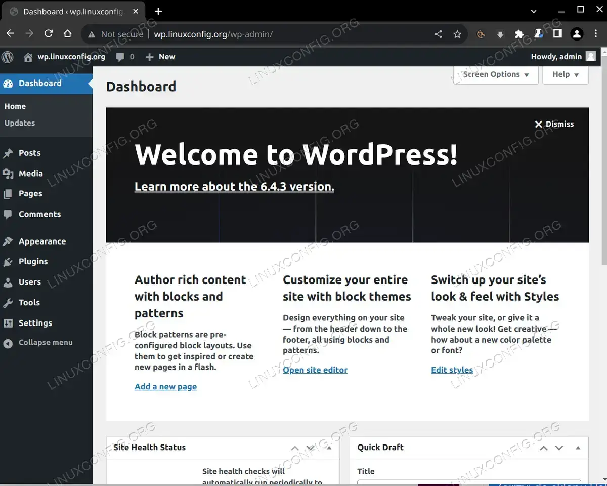 WordPress Back End