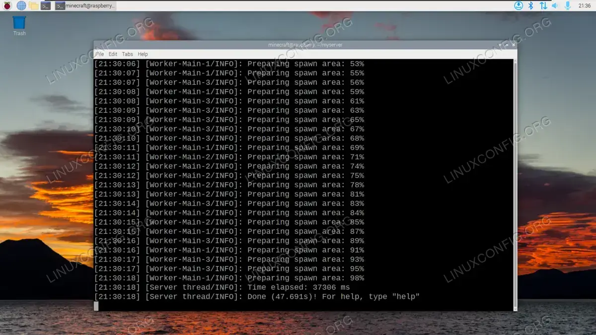 Accessing the Minecraft server console, where commands can be executed