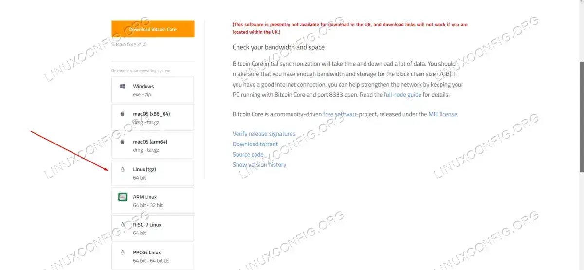 Downloading the Bitcoin Core software from the official site