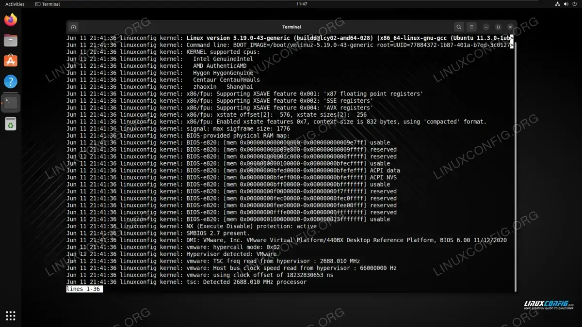 Running the journalctl command on Linux