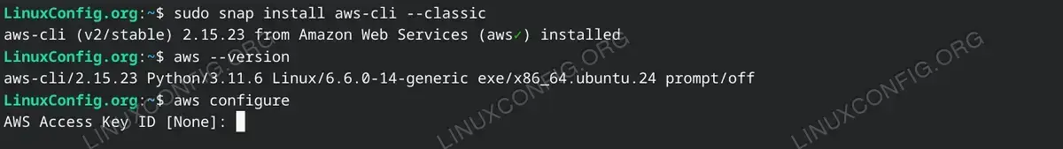 aws cli - Install, version check and configuration