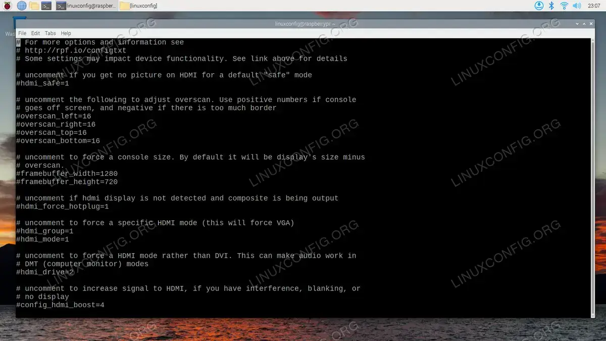 Opening the config.txt file on Raspberry Pi to fix black screen issues