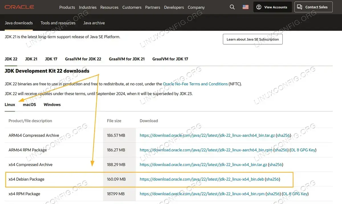 Download the Oracle Java Package