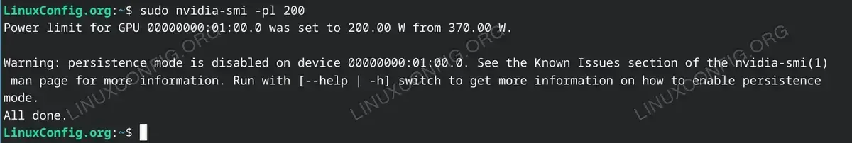 Set New NVIDIA Power Limit