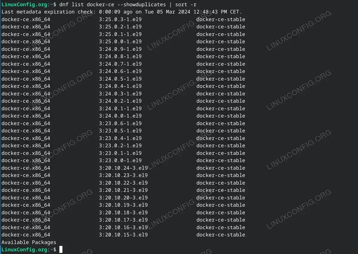 List of available Docker packages