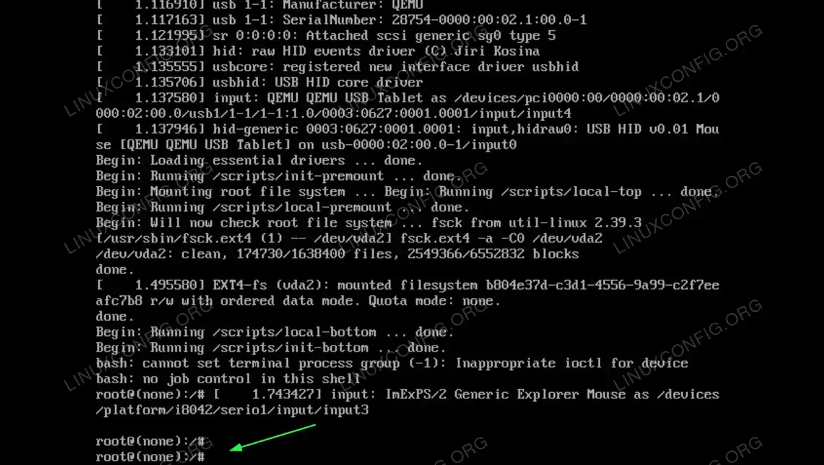 root bash shell.