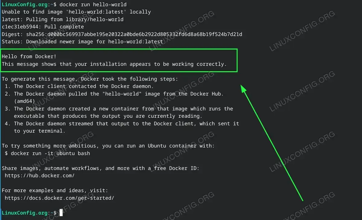 Docker Hello World test