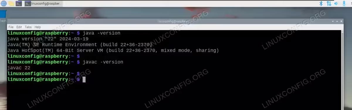 Verifying the newly installed Java version on Raspberry Pi
