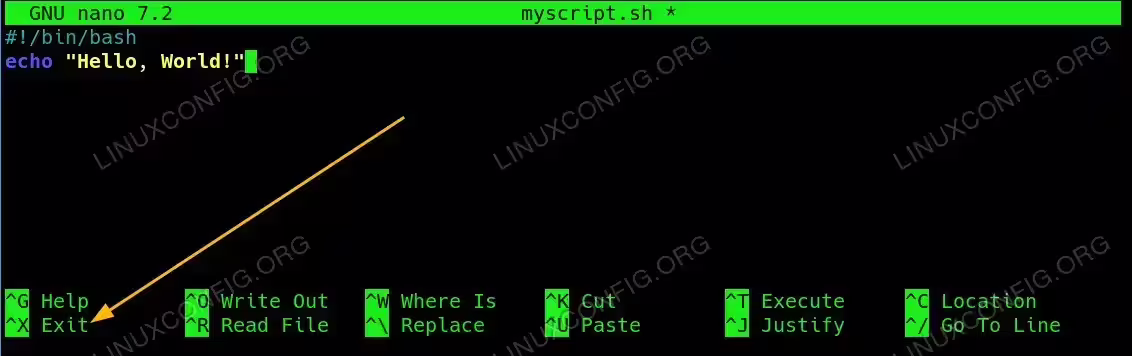 Press CTRL + X to initiated the script's saving process.