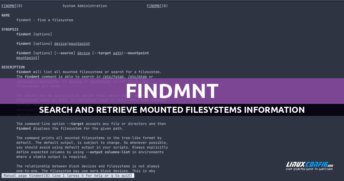 Introduction to the findmnt command
