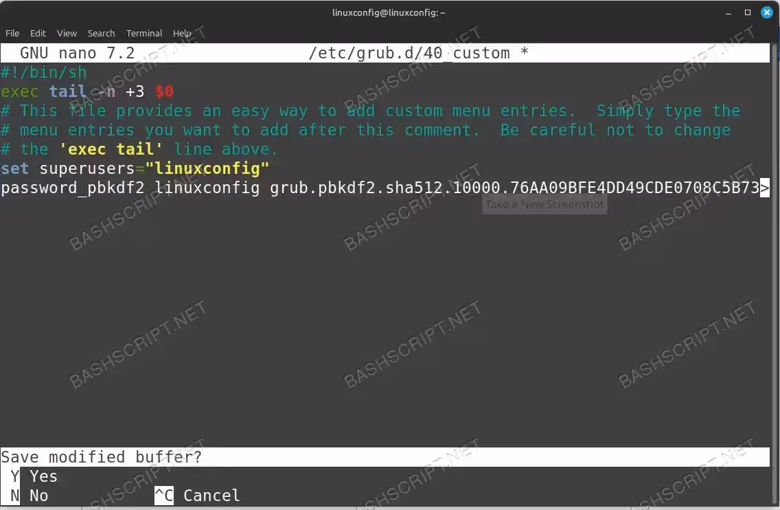 Edit GRUB configuration with a password