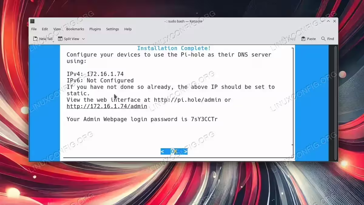 Pi-hole installation is now completed.