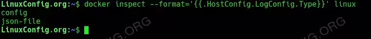 Inspect Log Driver Settings - In this case the container is set to json-file driver