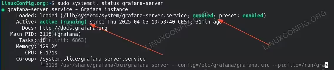 Verify that Grafana is running