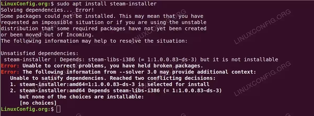 Terminal showing the solution