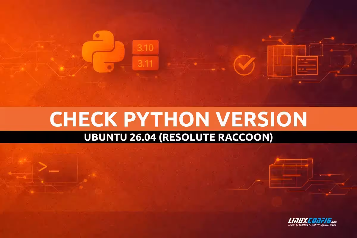 Abstract illustration representing Python version checking on Ubuntu Linux with terminal window and Python logo elements