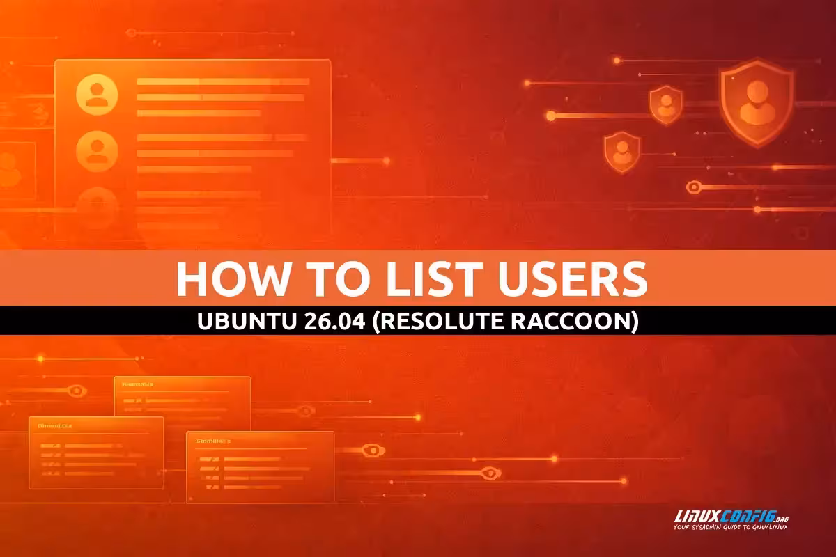 Abstract illustration representing user management on Ubuntu Linux with user icons and terminal elements