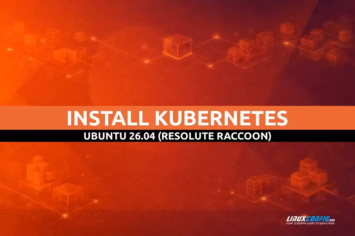 Abstract illustration representing Kubernetes container orchestration on Ubuntu Linux with interconnected nodes and container symbols