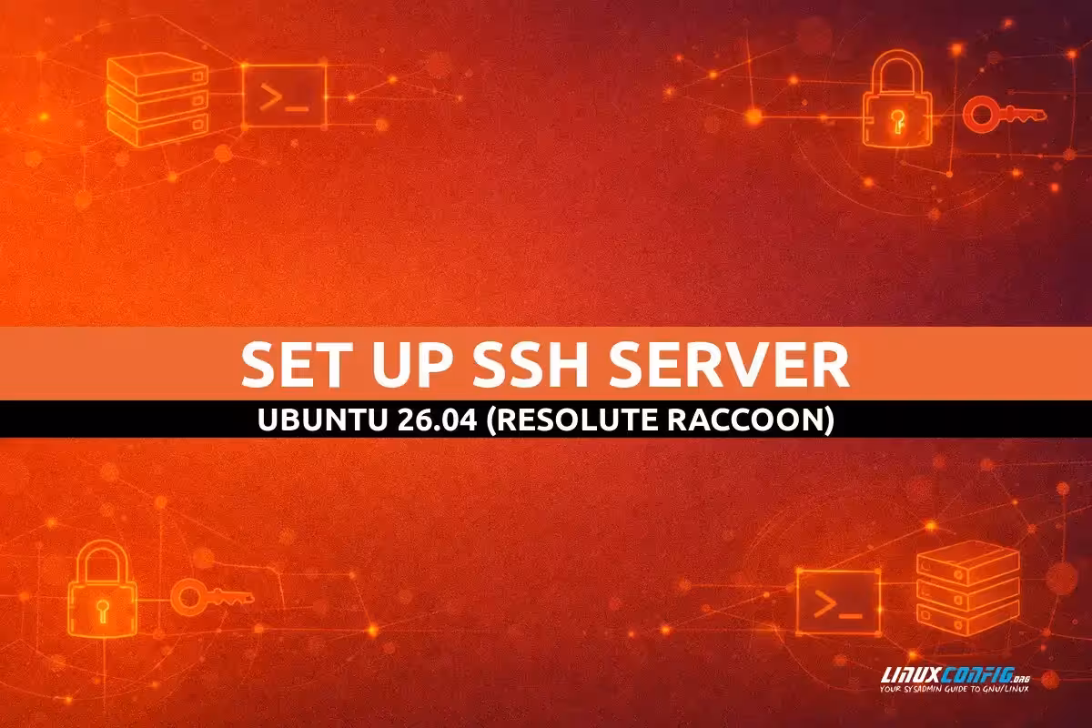 Abstract representation of secure SSH connection between client and server on Ubuntu 26.04
