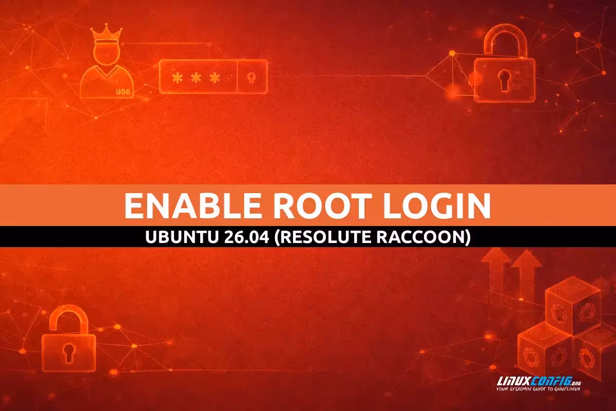 Abstract illustration representing root login access and system administration on Ubuntu Linux with key and lock visual elements