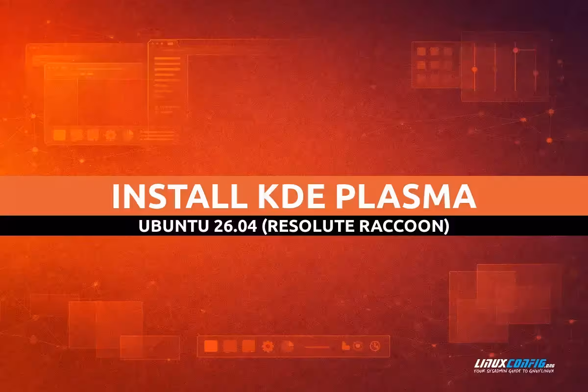 Abstract illustration representing KDE Plasma desktop environment installation on Ubuntu Linux with blue geometric shapes and modern interface elements