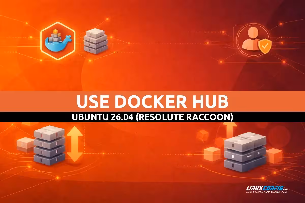 Abstract illustration representing Docker Hub container registry on Ubuntu Linux with cloud storage and container imagery