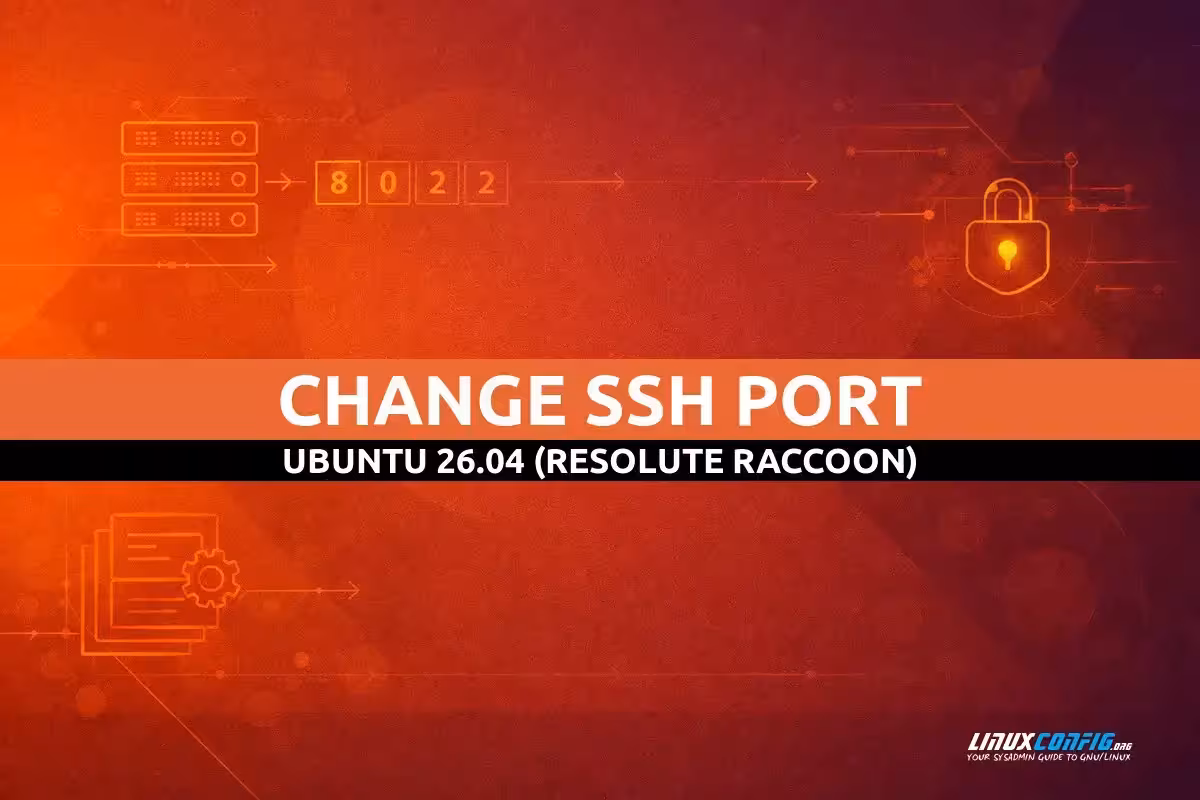 Abstract illustration representing SSH port configuration on Ubuntu Linux with network and security elements