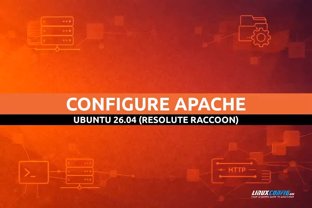 Abstract illustration representing Apache web server configuration on Ubuntu Linux with server and network elements
