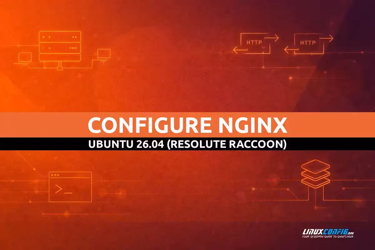 Abstract illustration representing Nginx web server on Ubuntu Linux with network and server visual elements