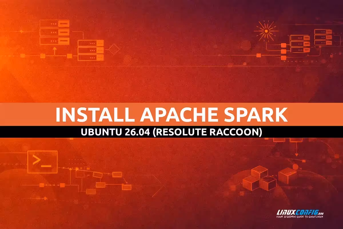Abstract illustration representing Apache Spark data processing installation on Ubuntu Linux with data flow and processing elements