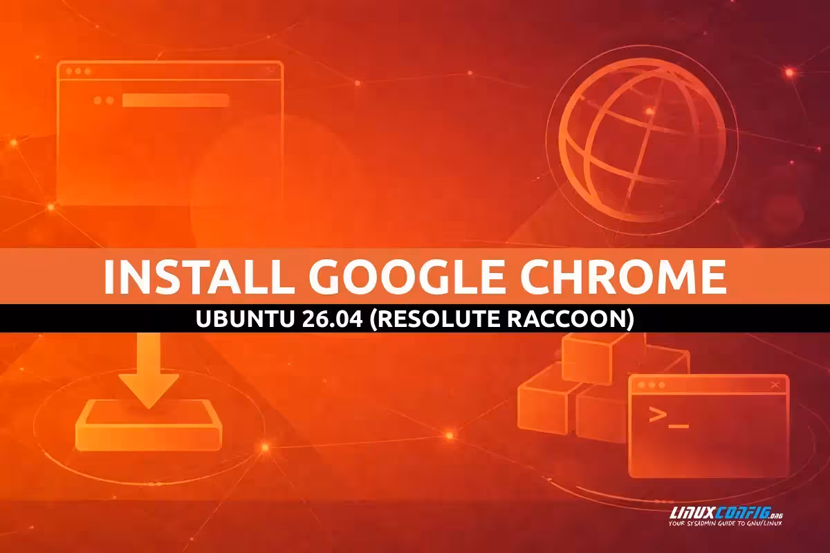 Abstract illustration representing Google Chrome browser installation on Ubuntu Linux with browser and package icons