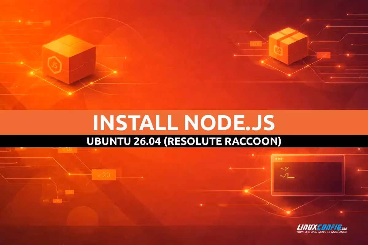 Abstract illustration representing Node.js installation on Ubuntu Linux with terminal prompt and JavaScript runtime elements