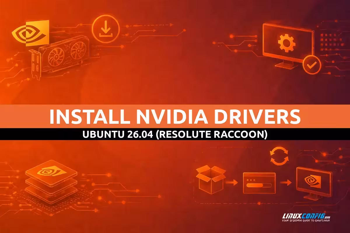 Abstract illustration representing NVIDIA driver installation on Ubuntu 26.04 Linux with graphics card and installation process elements